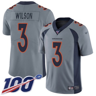 Nike Denver Broncos #3 Russell Wilson Gray Men's Stitched NFL Limited Inverted Legend 100th Season Jersey